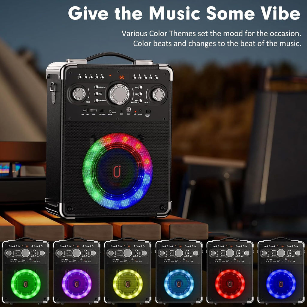 Bluetooth Karaoke Machine with 3 Wireless Microphones and Disco Lights V436