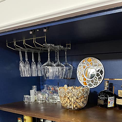 Black Stainless Steel Under Cabinet Wine Glass Rack Set of 4 Z663