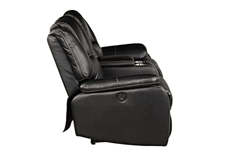 3 Piece Black Faux Leather Power Reclining Sofa Set K4802