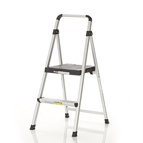 2 Step Folding Step Stool, Aluminum/Black J911