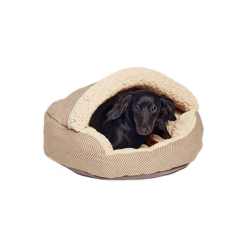 Herringbone Canvas Fleece Deep Dish Cave Bed Z70328