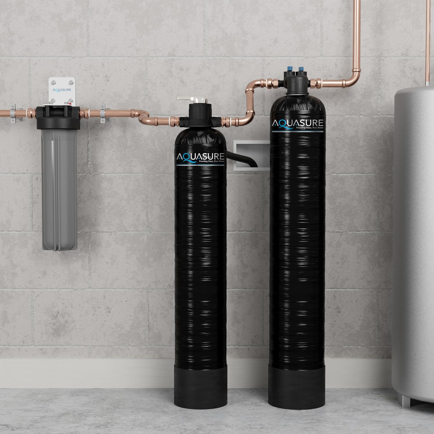 10 GPM Whole House Salt-Free Conditioning Descaler Bundle with KDF/GAC Water Treatment System and Pleated Sediment Pre-Filter X4285