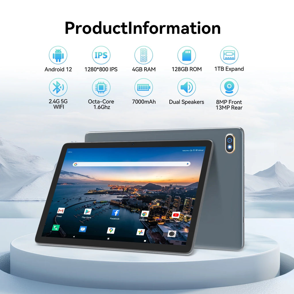 10.1 inch Android 12 Tablet 4GB Ram 128GB Rom T818