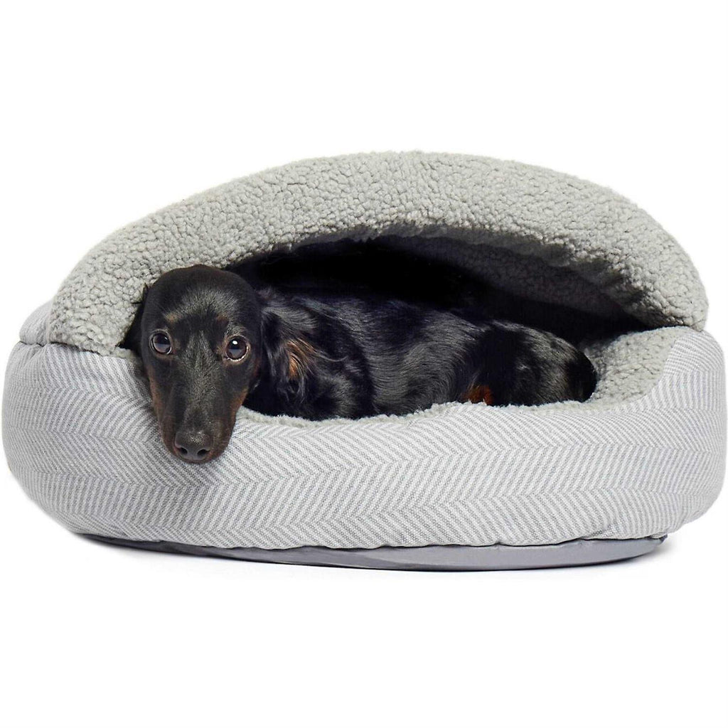 Herringbone Canvas Fleece Deep Dish Cave Bed Z70328