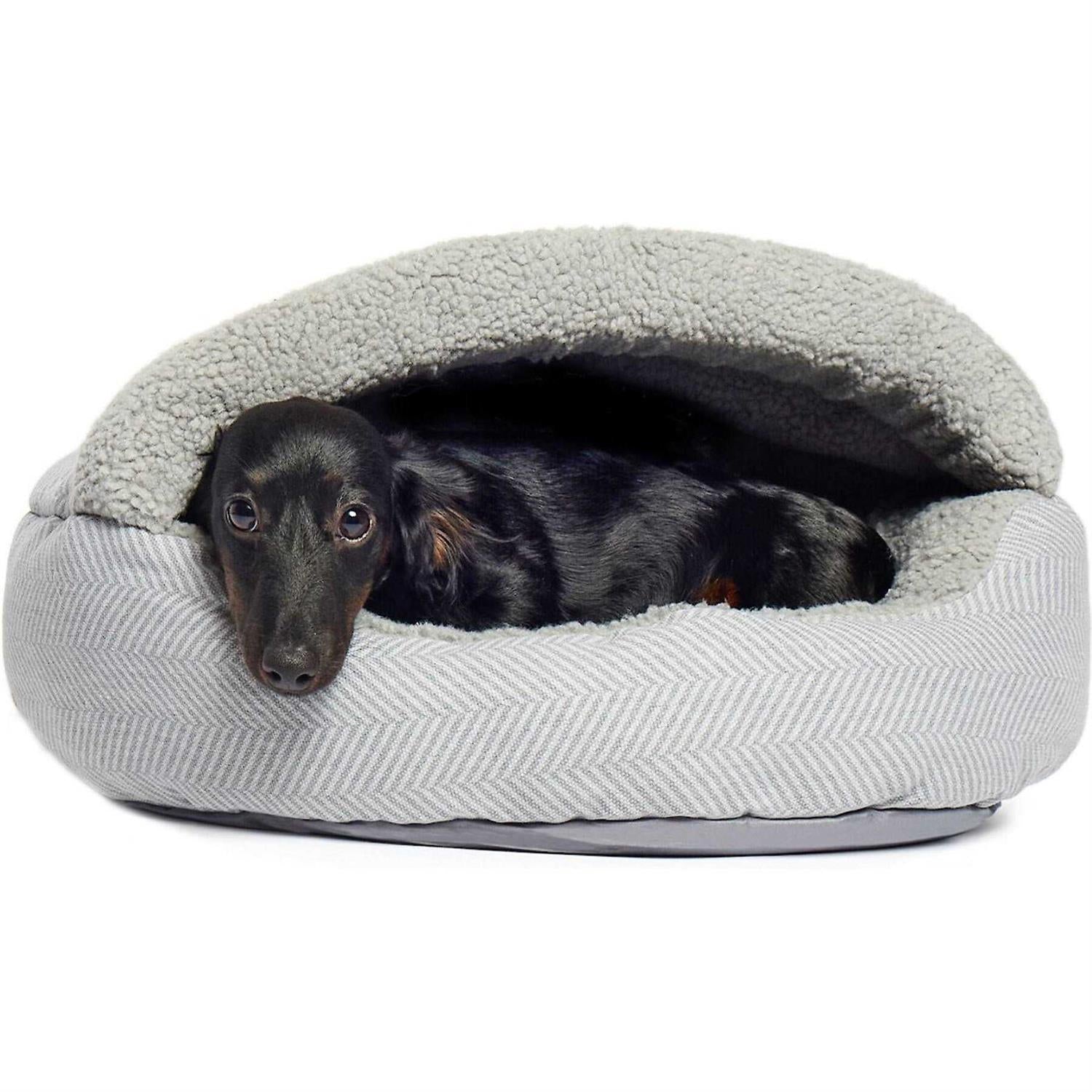 Herringbone Canvas Fleece Deep Dish Cave Bed Z70328