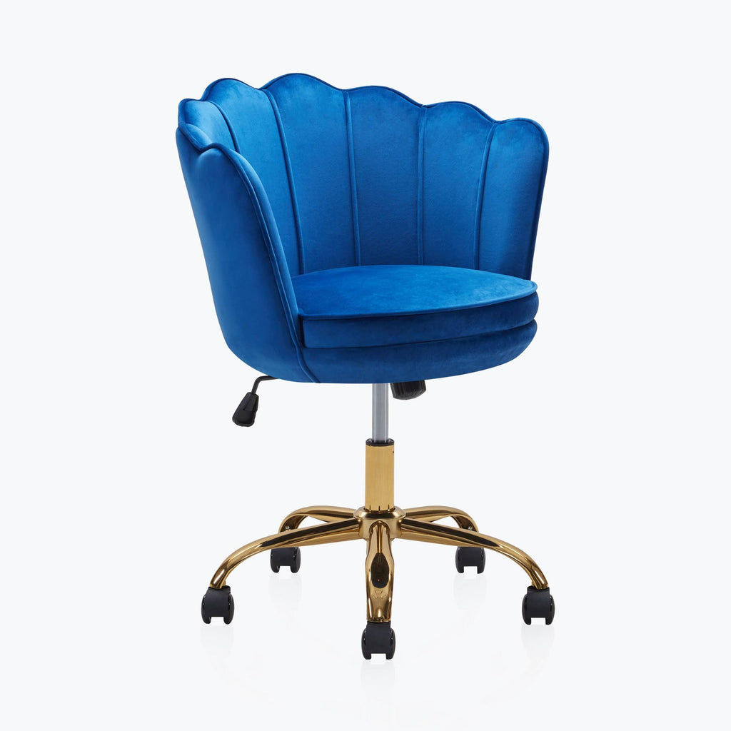 Blue Velvet Swivel Desk Chair T7278