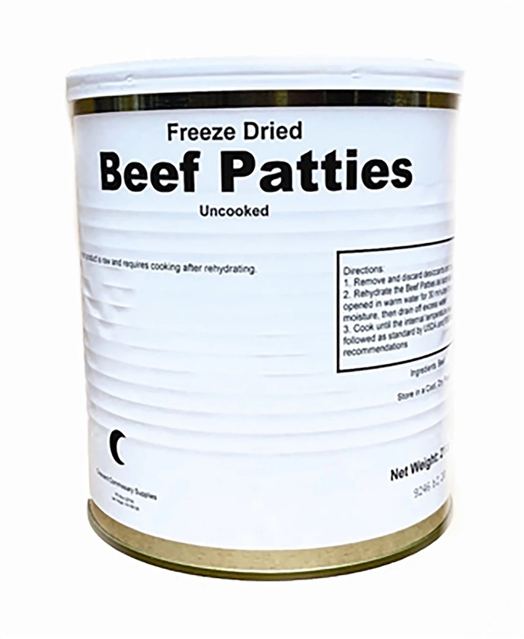 15-16 Thick Patties Freeze Dried Hamburger Ground Beef Patties in a #10 Can Q3947