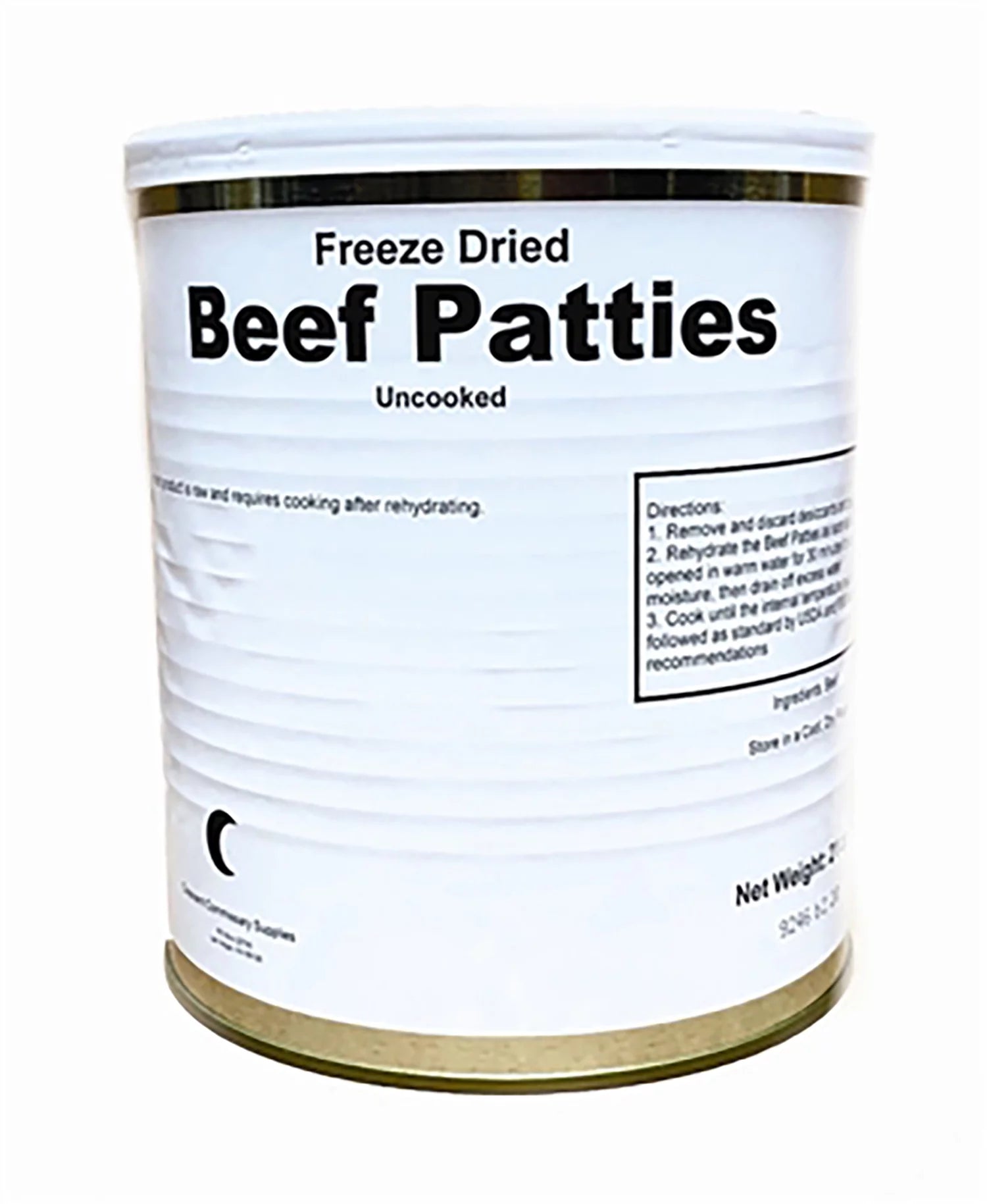 15-16 Thick Patties Freeze Dried Hamburger Ground Beef Patties in a #10 Can Q3947