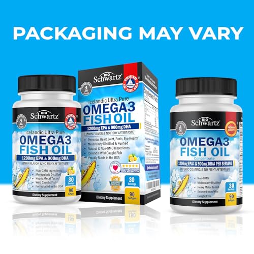2250mg EPA DHA Omega 3 Fish Oil Supplement, Burpless Lemon Flavor, 180 Softgels L451