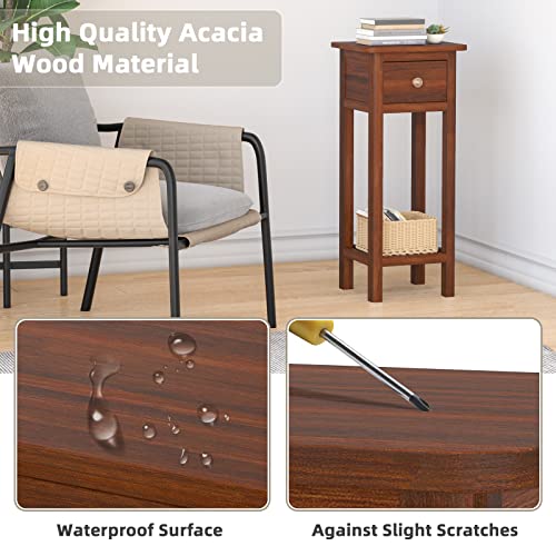 White Narrow End Table with Drawer & Shelf R687785