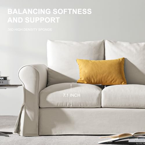 89" White Slip Covered Sofa with Extra Deep Seat B436142