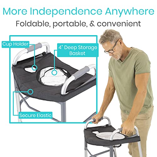 Walker Tray for Folding Standard Walkers with Basket P2758