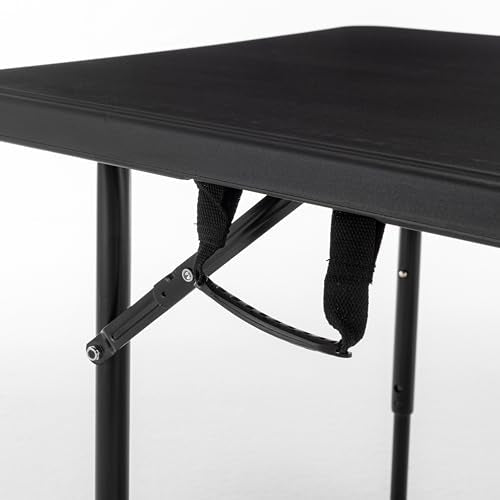 Black Half Folding Utility Table 6 Feet 72" x 29.5" Lightweight Portable A6402