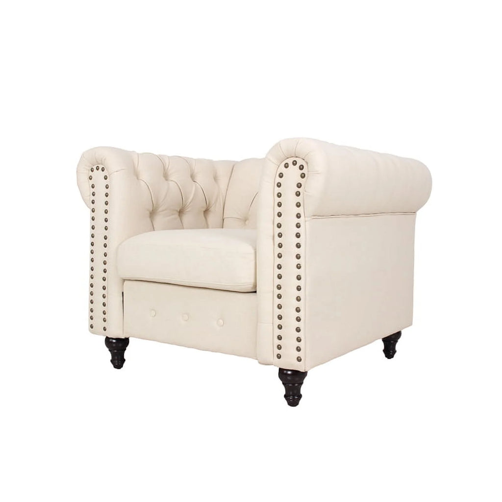 3 Piece Living Room Set with Loveseat and Two Accent Chairs in Cream Y544