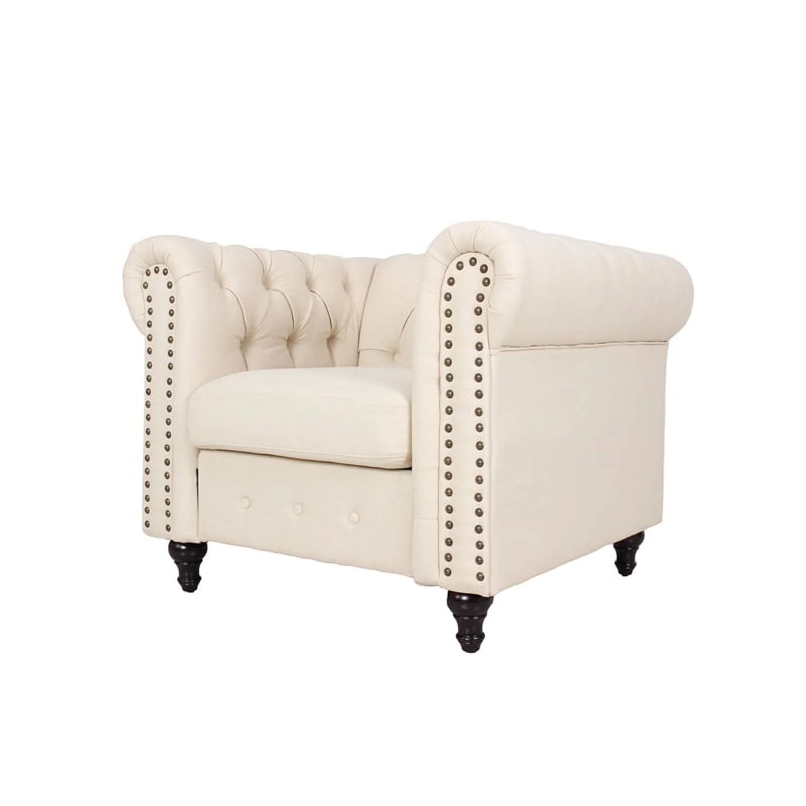 3 Piece Living Room Set with Loveseat and Two Accent Chairs in Cream Y544