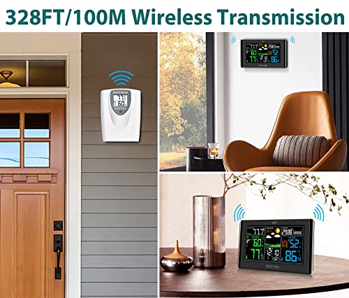 Wireless Indoor Outdoor Thermometer with Atomic Clock Temperature Humidity Monitor L13030