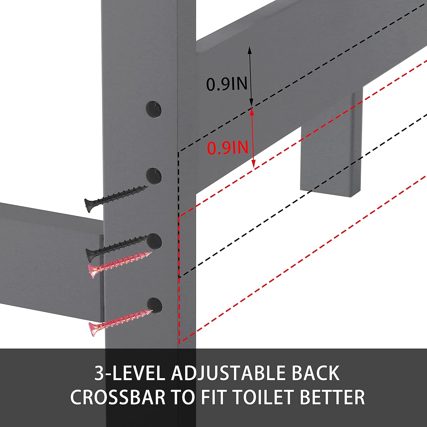 Grey Over The Toilet Storage Cabinet with Adjustable Shelf D8160