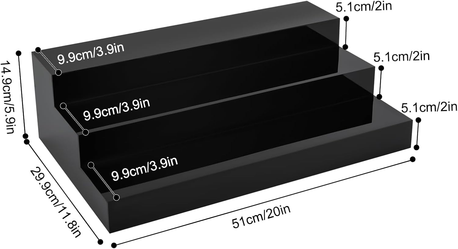 Black 3 Tier Acrylic Wine Bottle Rack 2PCS R867010