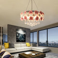 Pink Rose Flower Crystal Pendant Ceiling Lamp O308785