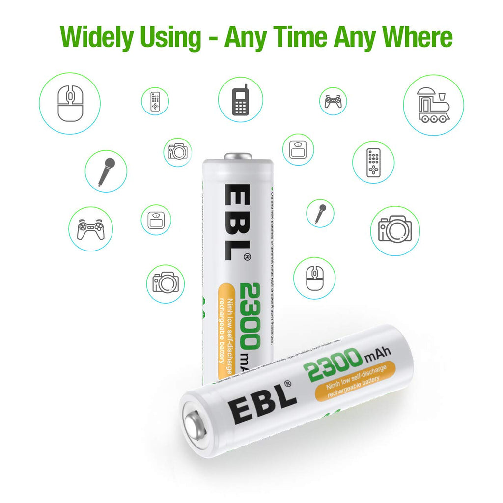 2300mAh NiMH Rechargeable AA Batteries, Pack of 12 R393