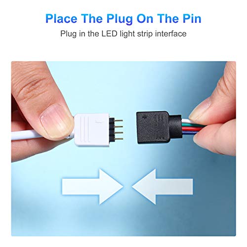 6 Pieces 4 Pin RGB Extension Cable LED Strip Connector Cord Wire Solderless Jumper Cables Kit with 12 Pieces Pin Connector for 5050 3528 RGB LED Strip Light (Black, 1.6 FT, 3.3 FT, 6.6 FT) E163
