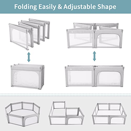 Baby Playpen Foldable 79x59 Light Grey X394