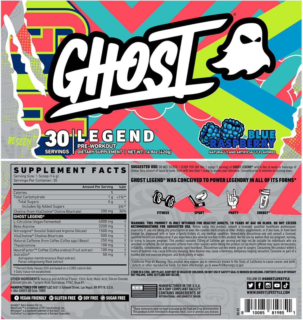 30 Servings Blue Raspberry Pre-Workout Powder C76531