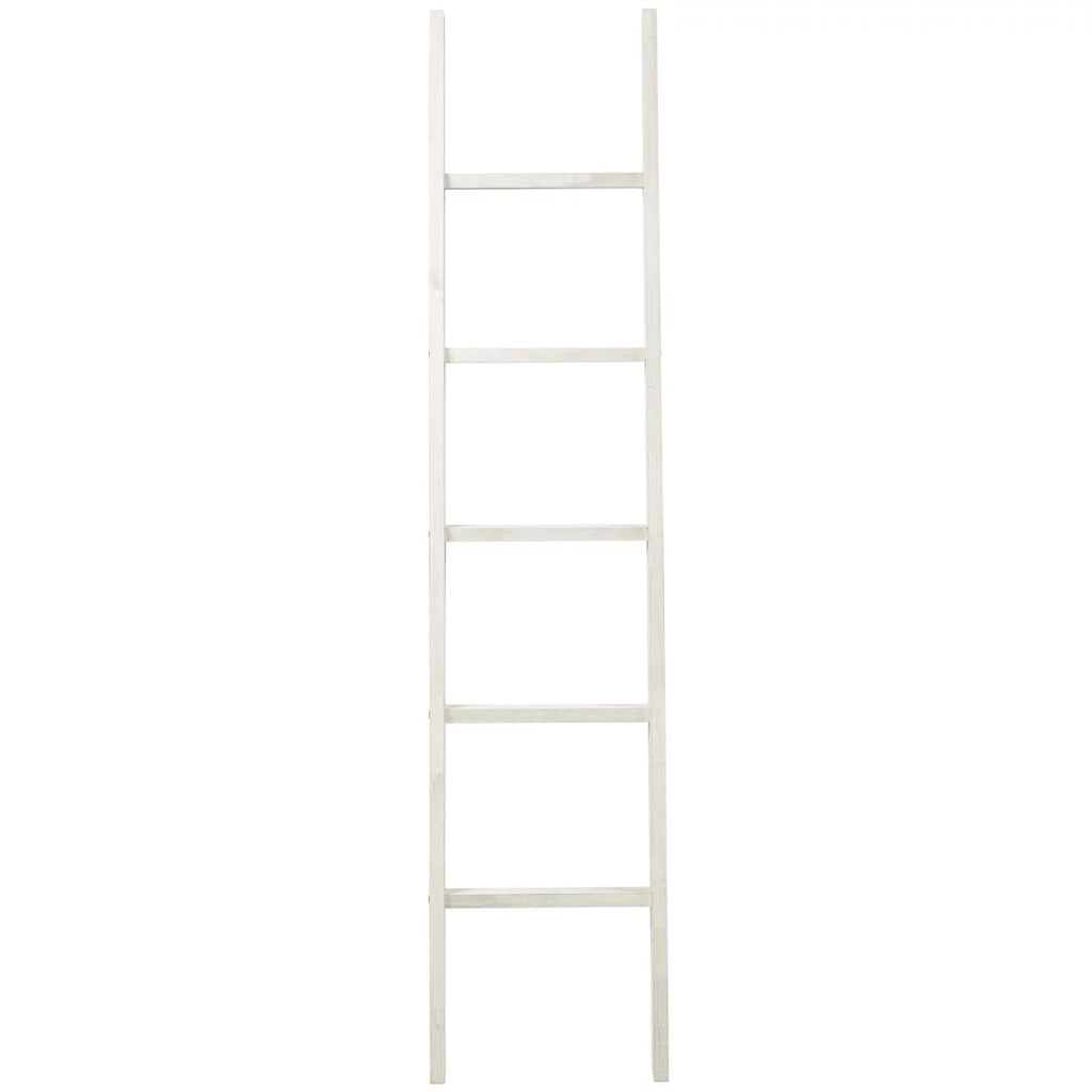 White Distressed Wood Blanket Ladder H5374