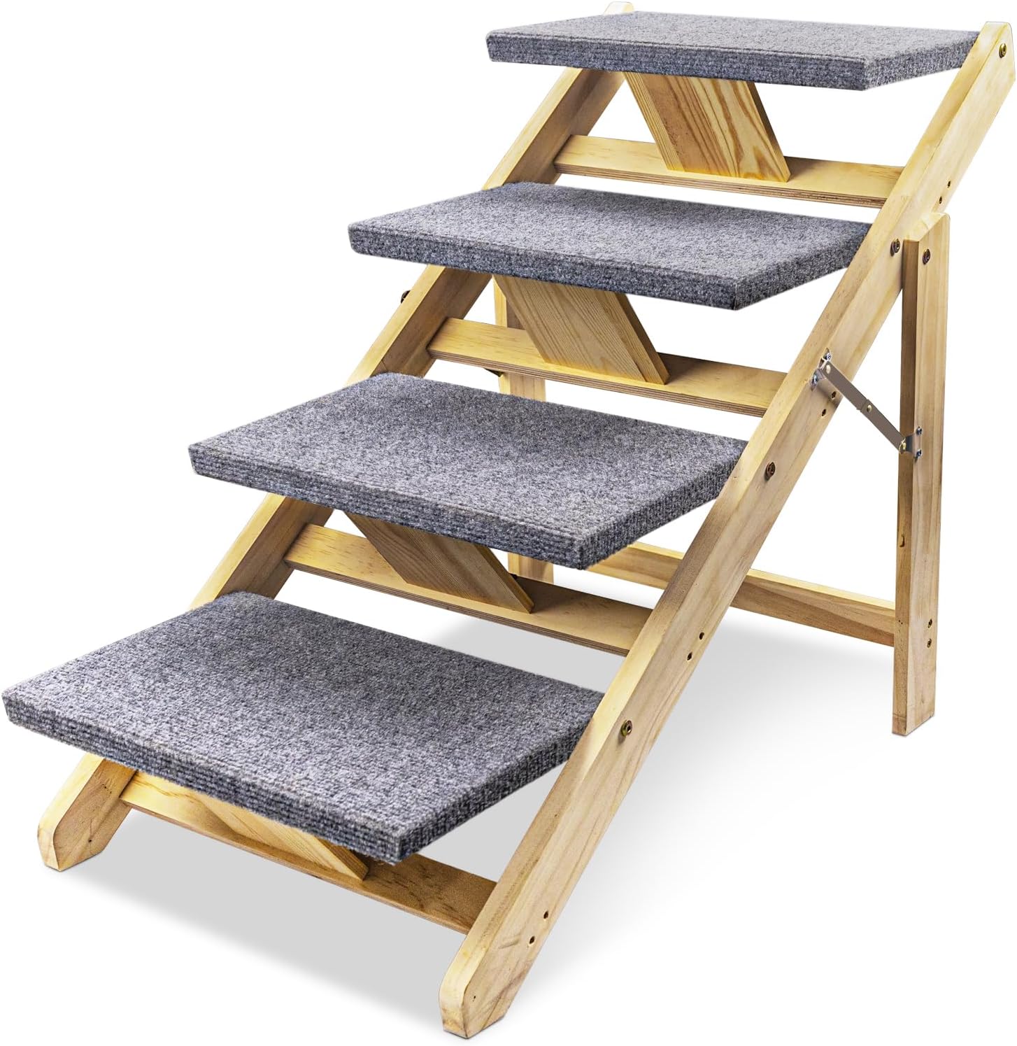 Wood Pet Stairs Foldable Dog Stairs & Ramp with Non-Slip Pads G432