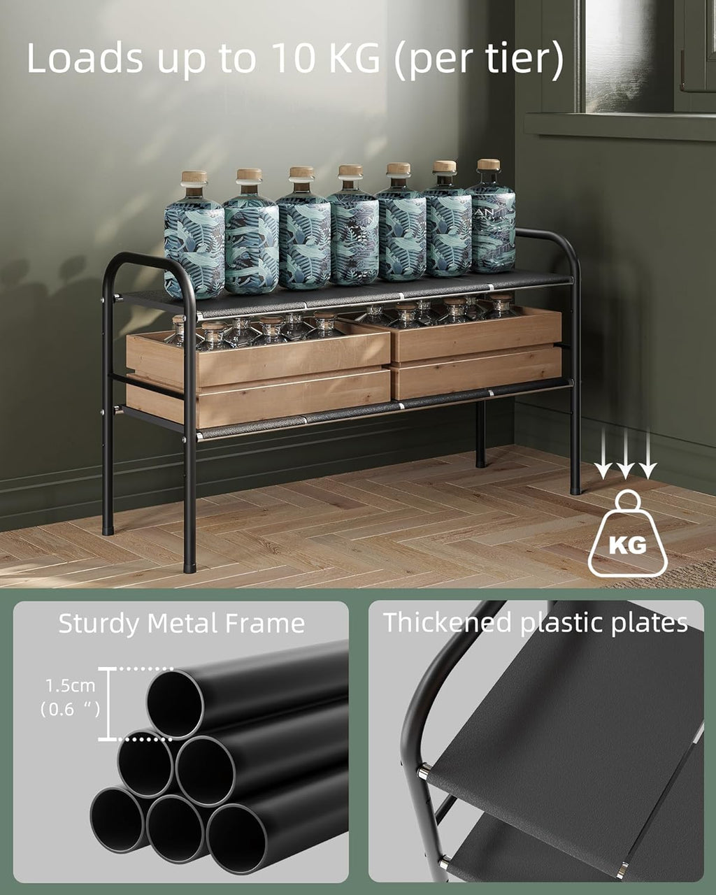 2 Tier Expandable Under Sink Organizer Shelf with 8 Removable Panels B84507