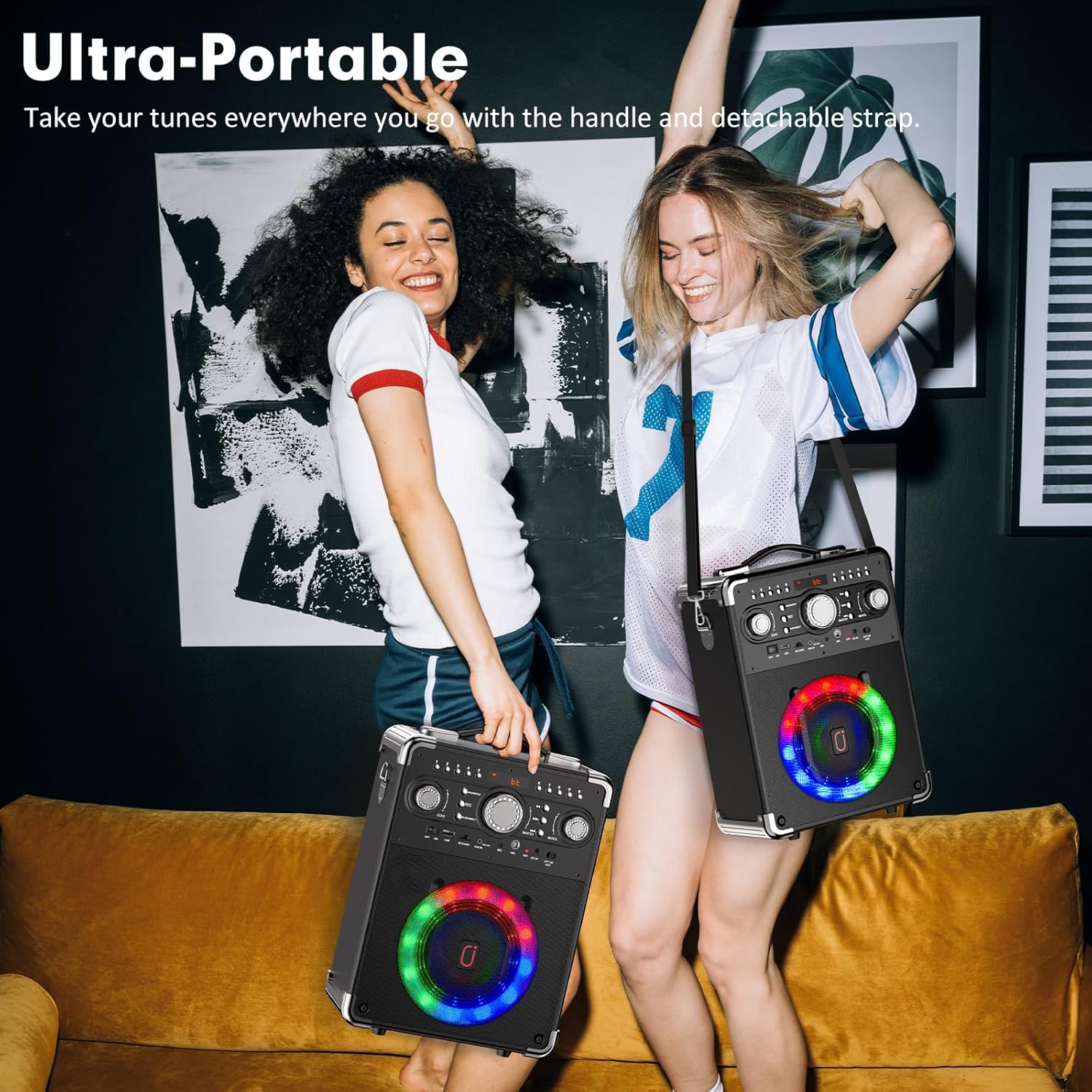 Bluetooth Karaoke Machine with 3 Wireless Microphones and Disco Lights V436