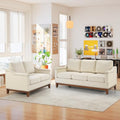 Beige 3-Seater Upholstered Sofa with Nailhead Trim Q2838