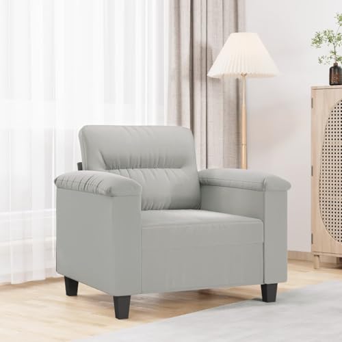 Light Gray Microfiber Fabric Sofa Chair J29850