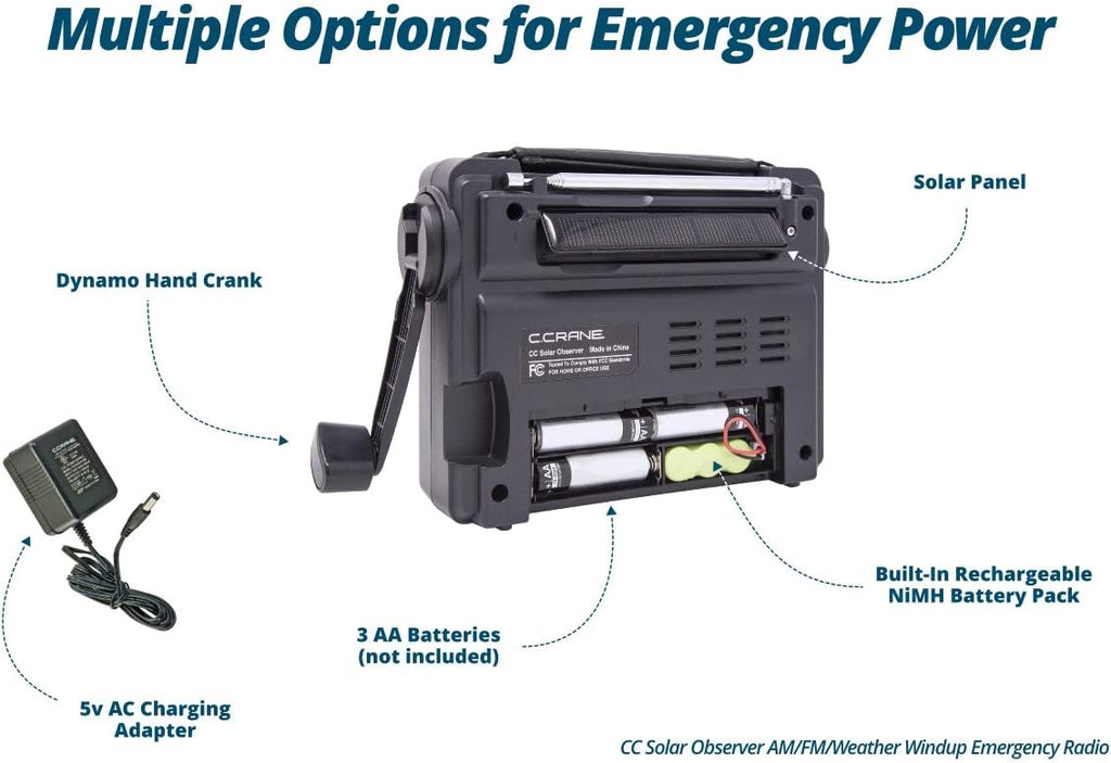 Wind Up Solar Emergency Crank Radio with AM, FM, NOAA Weather, LED Flashlight, Cellphone Charger, AC Adapter, Pack of 2 I439
