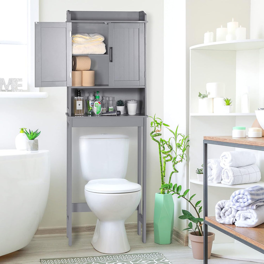 Grey Over The Toilet Storage Cabinet with Adjustable Shelf D8160