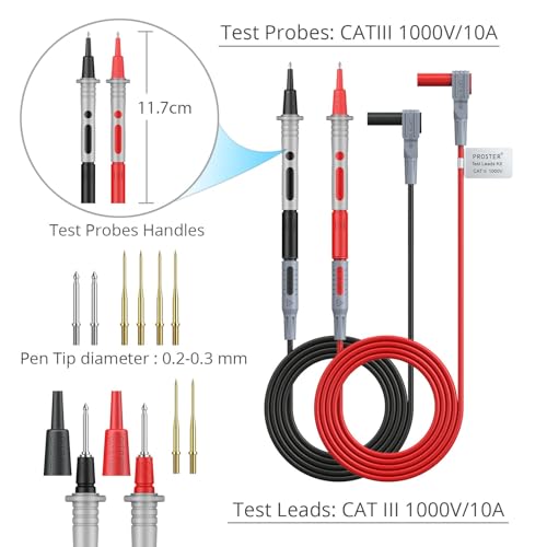 24pcs Electrical Multimeter Test Lead Kit with Alligator Clips, Test Probe, Spring Grabber, Banana Plug M899669