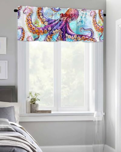 Rod Pocket Window Valances Short Kitchen Curtains 54x18IN,1 Panel D868