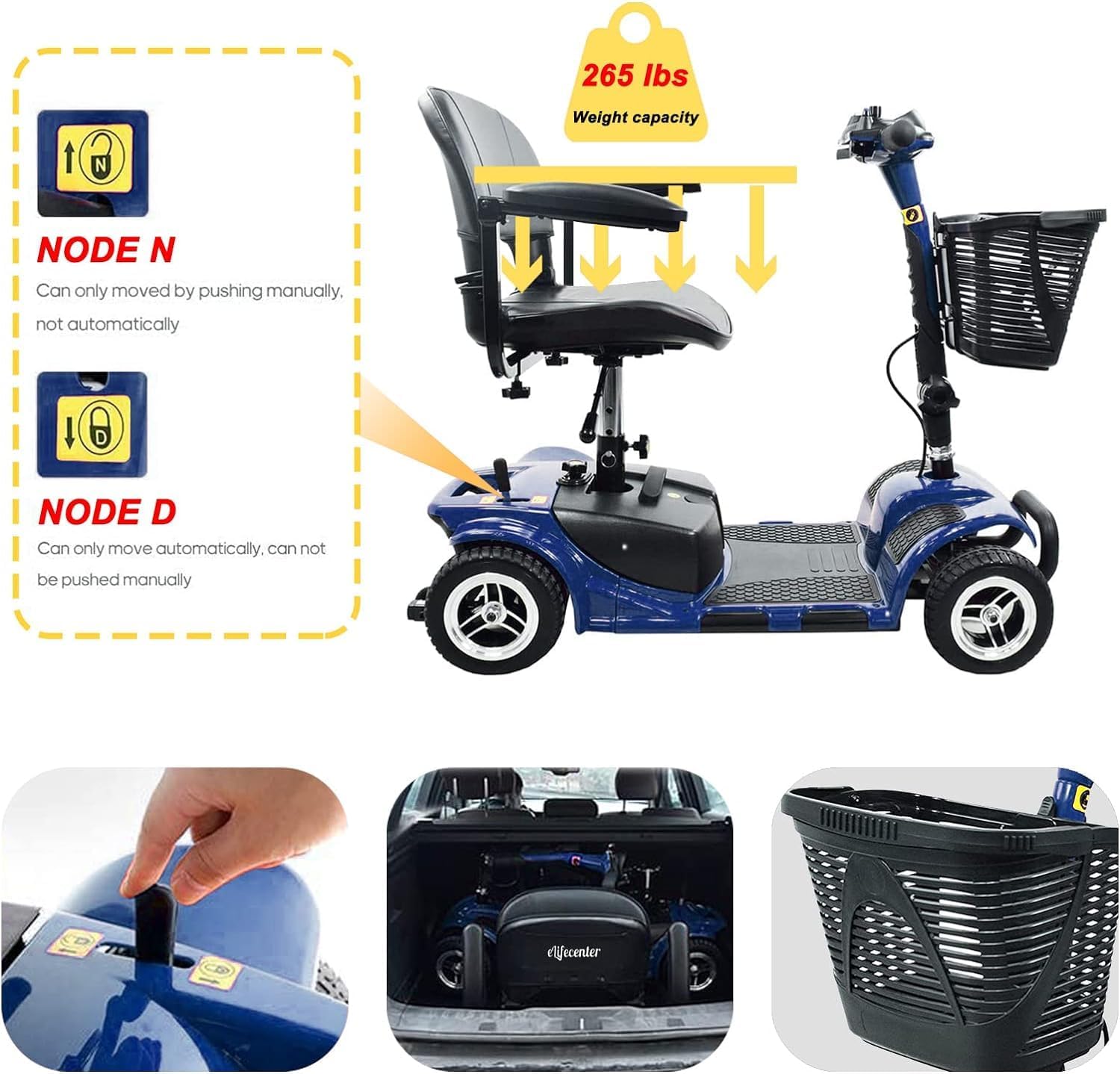 Blue Collapsible 4 Wheel Mobility Scooter W57772