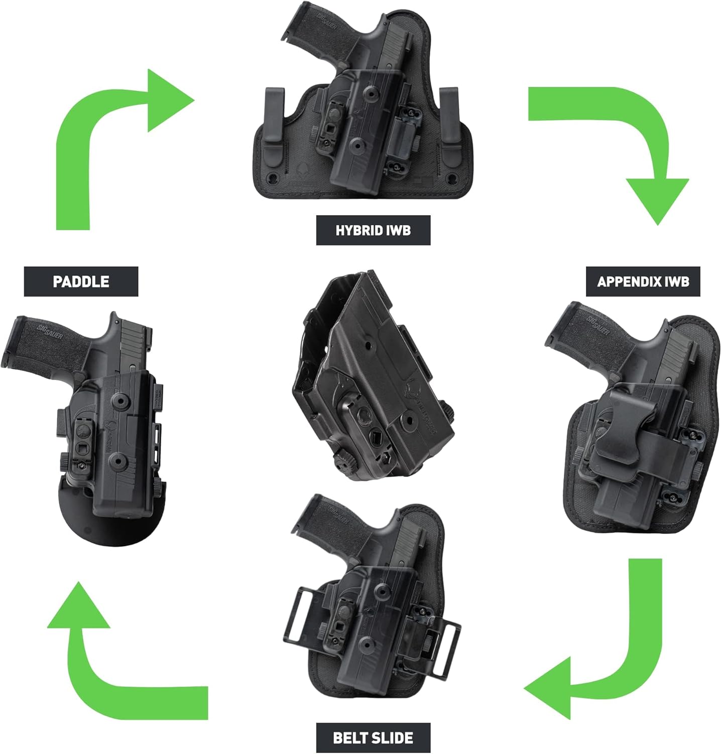 4 in 1 Holster - IWB, Appendix, OWB Paddle, OWB Belt Slide - Right Hand Draw W5969