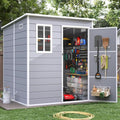 Grey White Resin Outdoor Storage Shed with Floor W8697