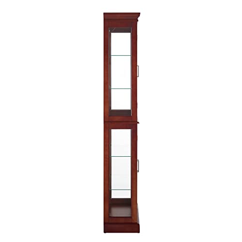 70" Tall 6-Shelf Curio Cabinet with 4 Tempered Glass Doors and Adjustable Storage Shelves (Oak) Q9441