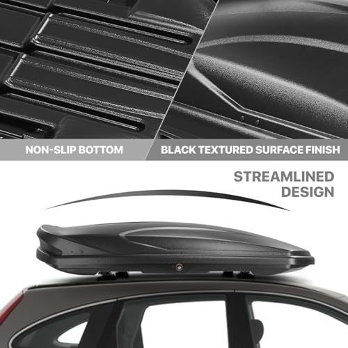 Rooftop Cargo Box Carrier Car Top Storage Case, 110 Lbs, 53" L x 34" W x 15" H, 11 17 Cubic Ft., Textured Black G694