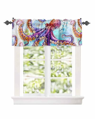Rod Pocket Window Valances Short Kitchen Curtains 54x18IN,1 Panel D868