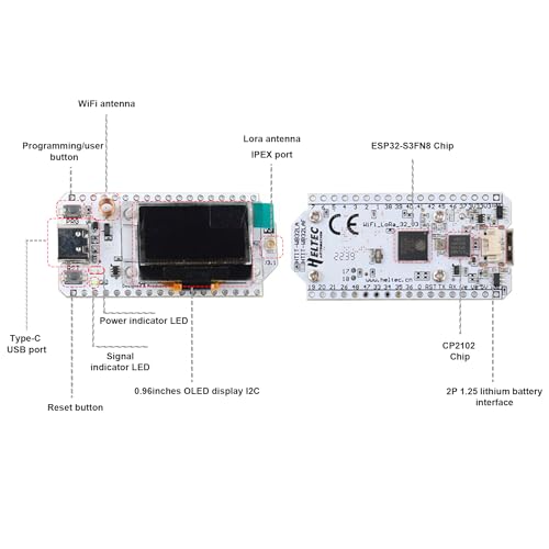 868MHz 915MHz WiFi LoRa 32 V3 Module Development Board Type-C SX1262 Integrated WiFi Bluetooth ESP32 0.96 inch OLED Display 8MB Flash IOT Lora Dev-Board Antenna U.FL IPEX to SMA 915MHz H885482
