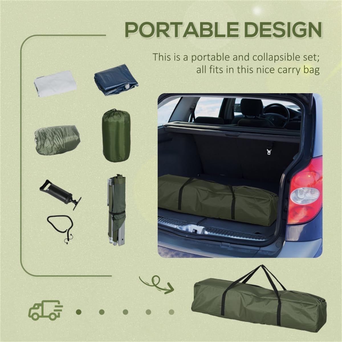 Elevated Folding Camping Cot with Sleeping Bag O2793
