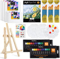 65PCS Acrylic Paint Canvas Set with 12 Colors, 30 Paint Brushes, 5 Canvas, Wood Easel, 3 Palette, A5 Paper Pad J642792