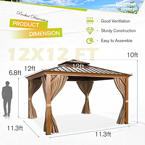 12'x16' Hardtop Gazebo with Curtains and Netting A6463