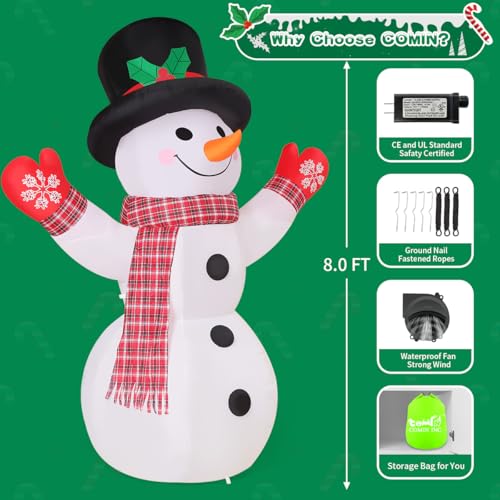 8 FT Inflatable Snowman with Built-in LEDs J509051