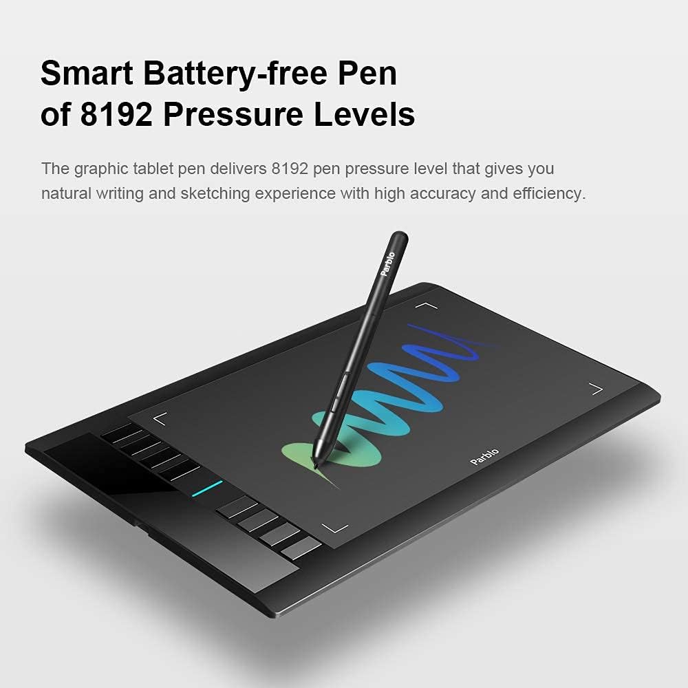 10 x 6 inch Graphic Drawing Tablet with 8 Hot Keys, Battery-Free Stylus 8192 Pen Pressure, Pack of 2 F923