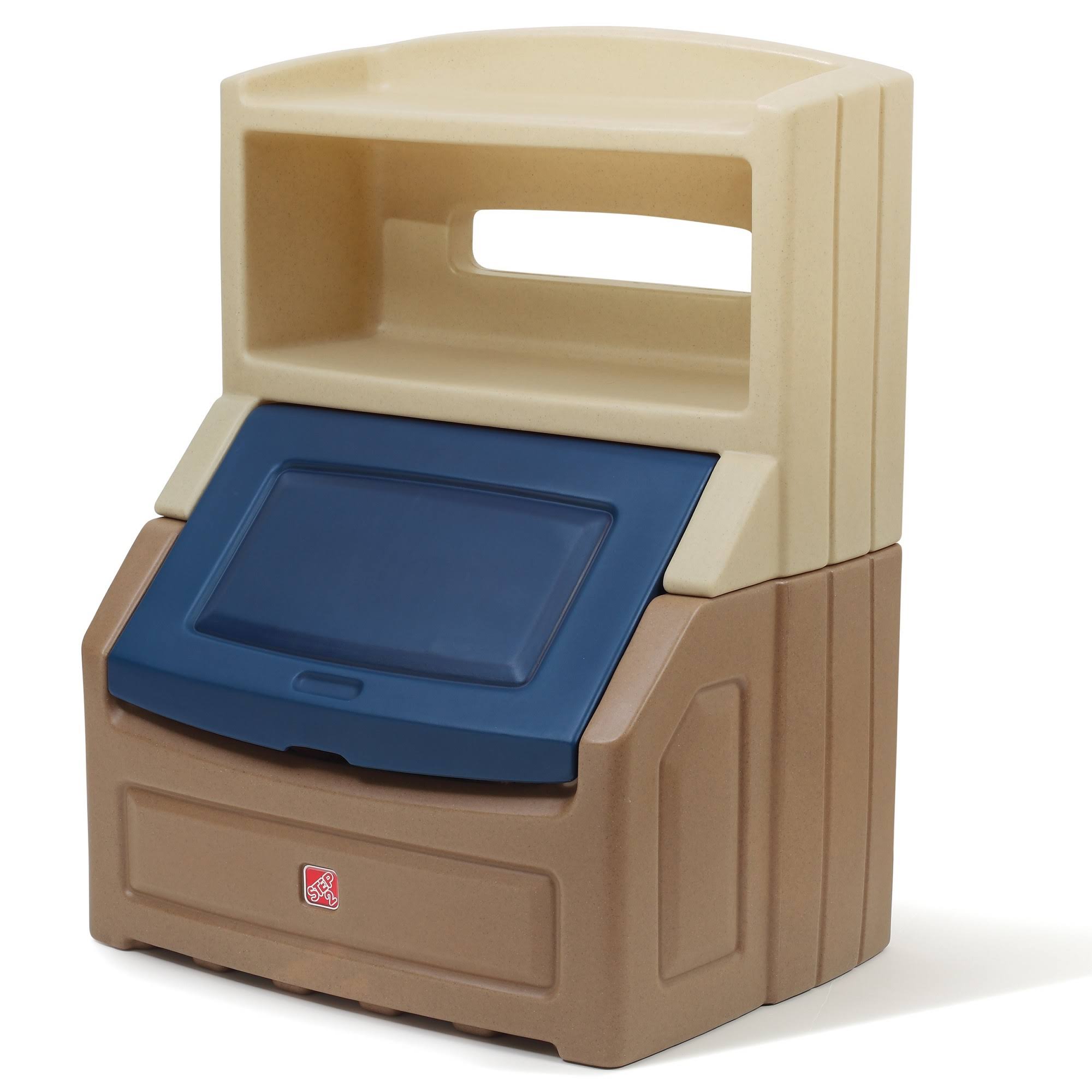 Blue/Tan Bookcase Storage Chest U9648
